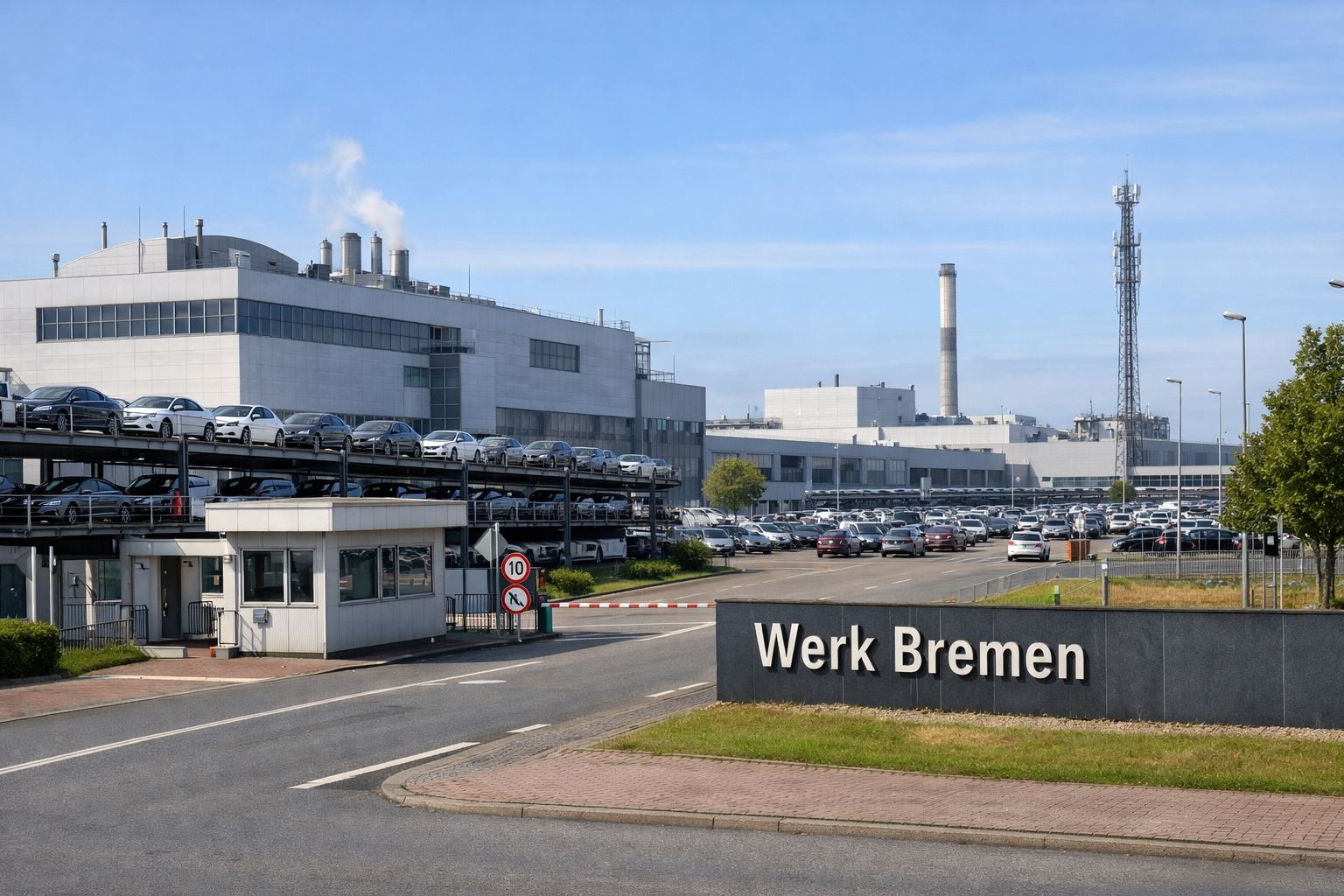 Industrieanlage eines großen Automobilherstellers in Bremen während ausgeführter handwerklicher Bau- und Ausbauarbeiten