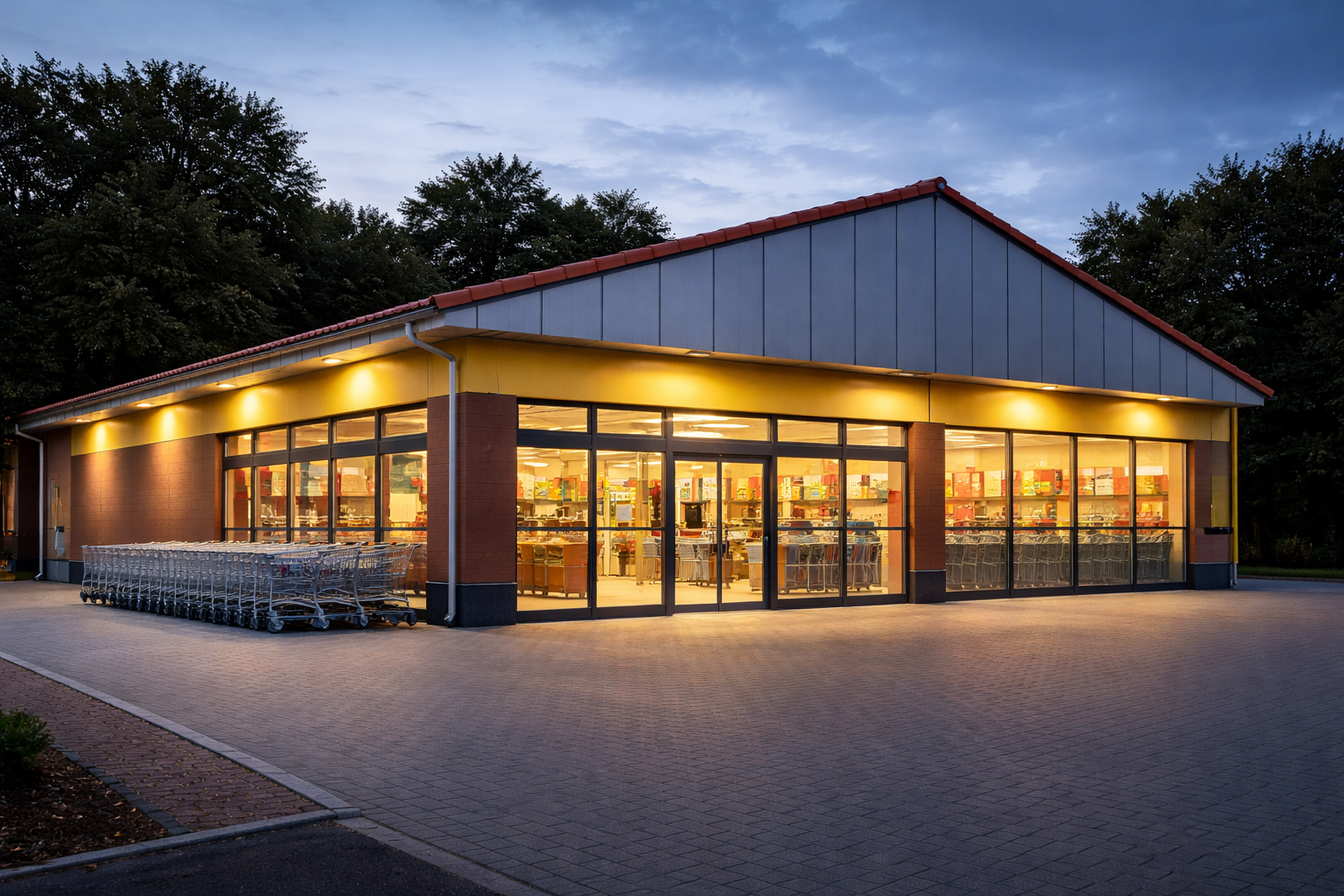 Bremen-Huchting, 2014 – Sanierungsarbeiten in einem Lebensmittelmarkt: Beseitigung eines Wasserschadens, technische Trocknung der Fußböden sowie Sanierung feuchter Wandbereiche im laufenden Betrieb.