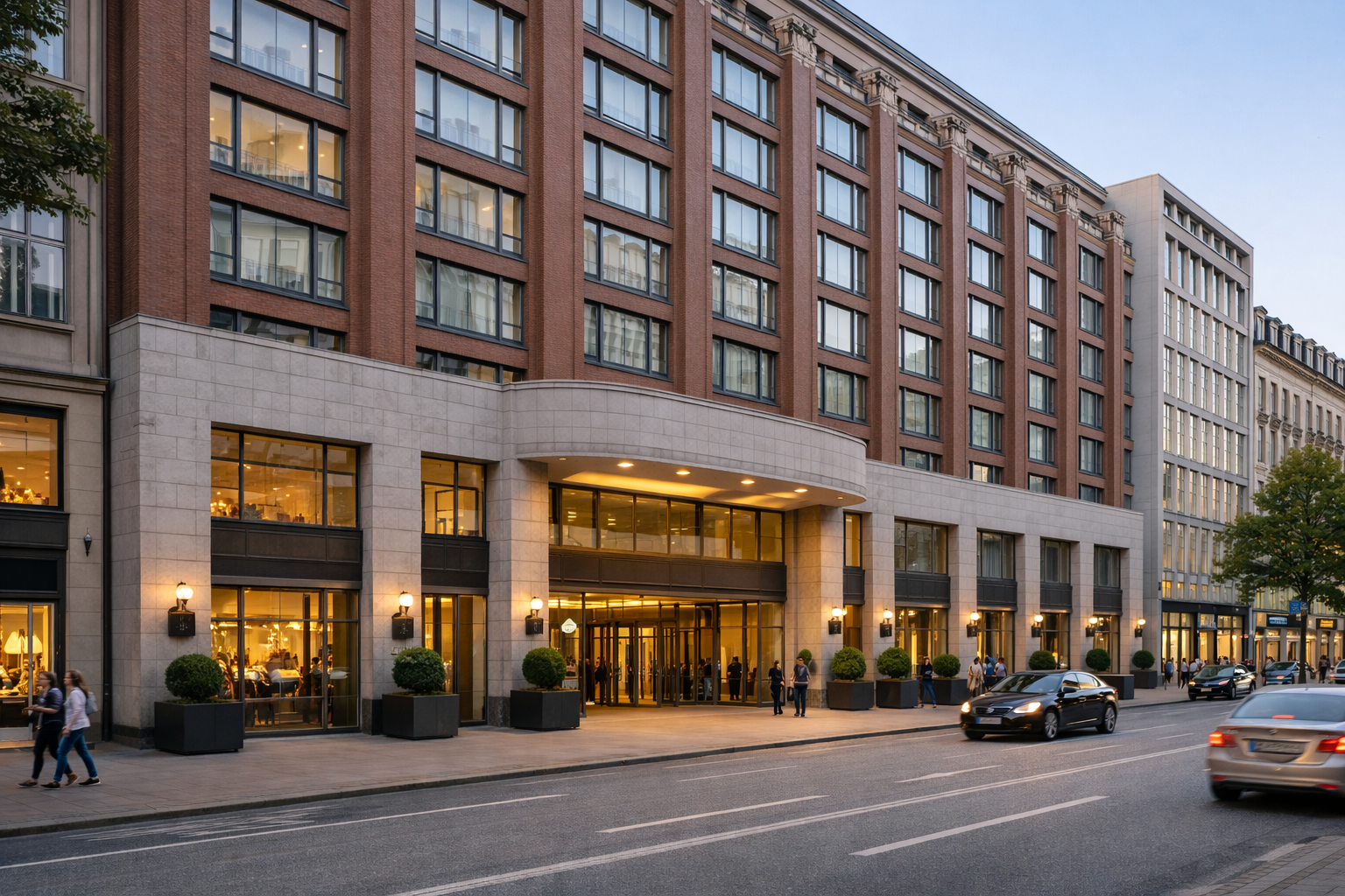 Hotelgebäude in Hamburg mit ausgeführten Abdichtungs- und Sanierungsarbeiten am Bestandsbau