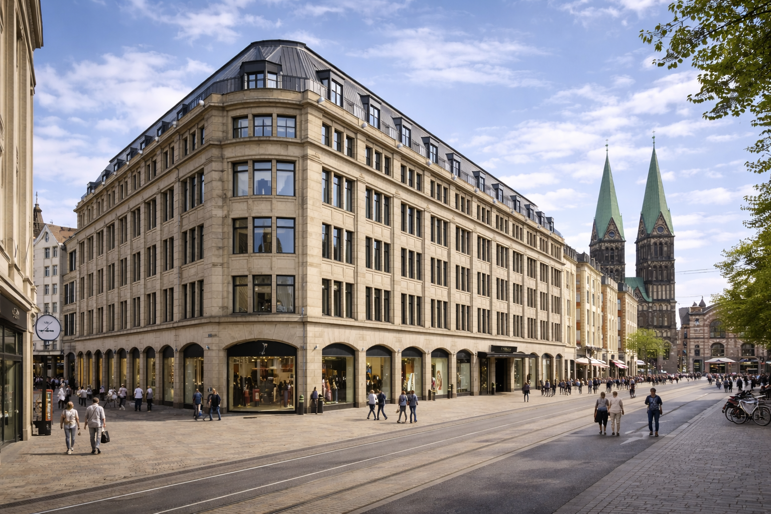 Markantes Kaufhaus in Bremen an der Obernstraße, zentrale Fußgängerzone der Bremer Innenstadt.