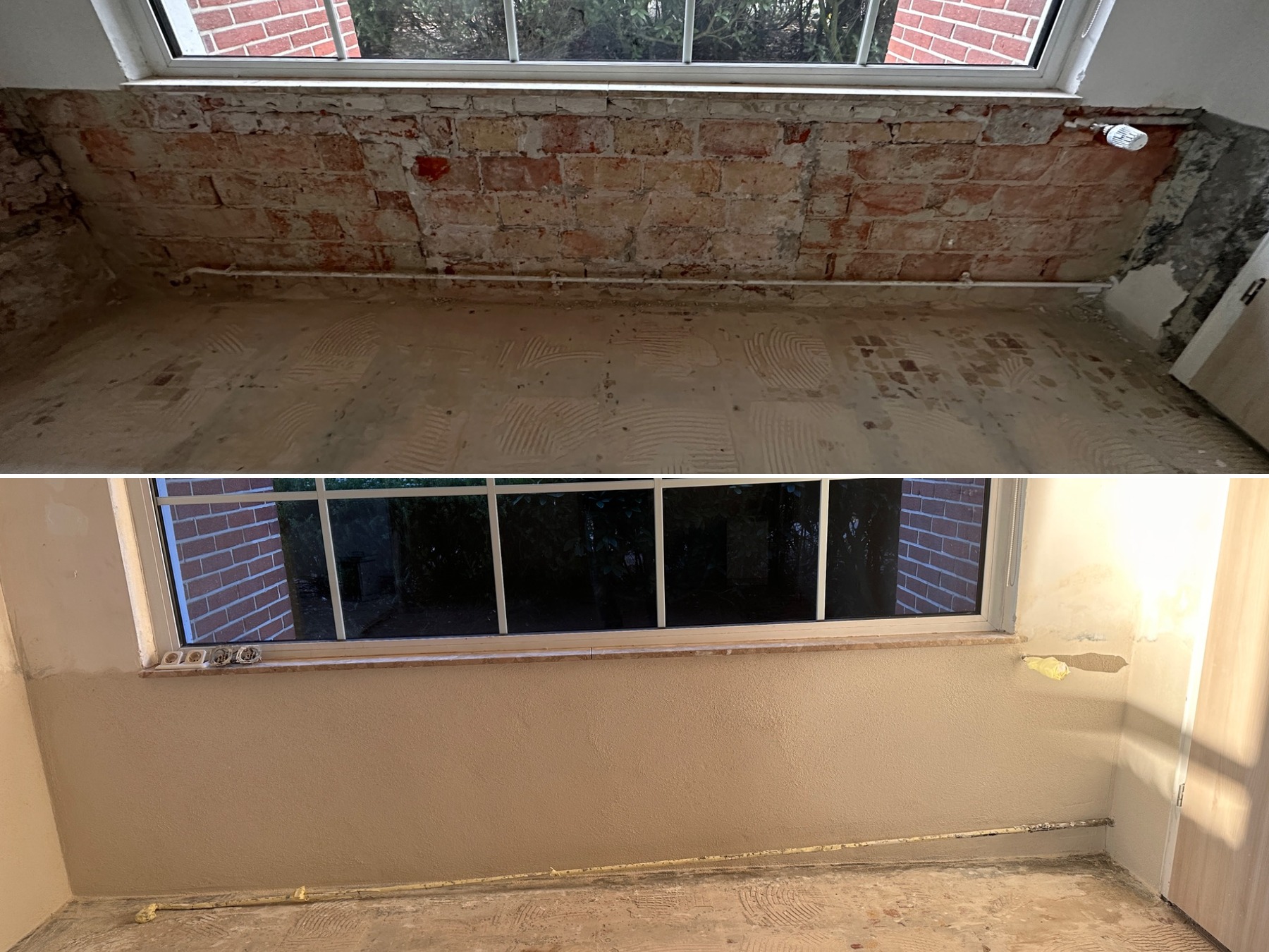 Vorher-Nachher-Vergleich feuchte Küchenwand saniert – Ganderkesee Gruppenbührener Straße 2022