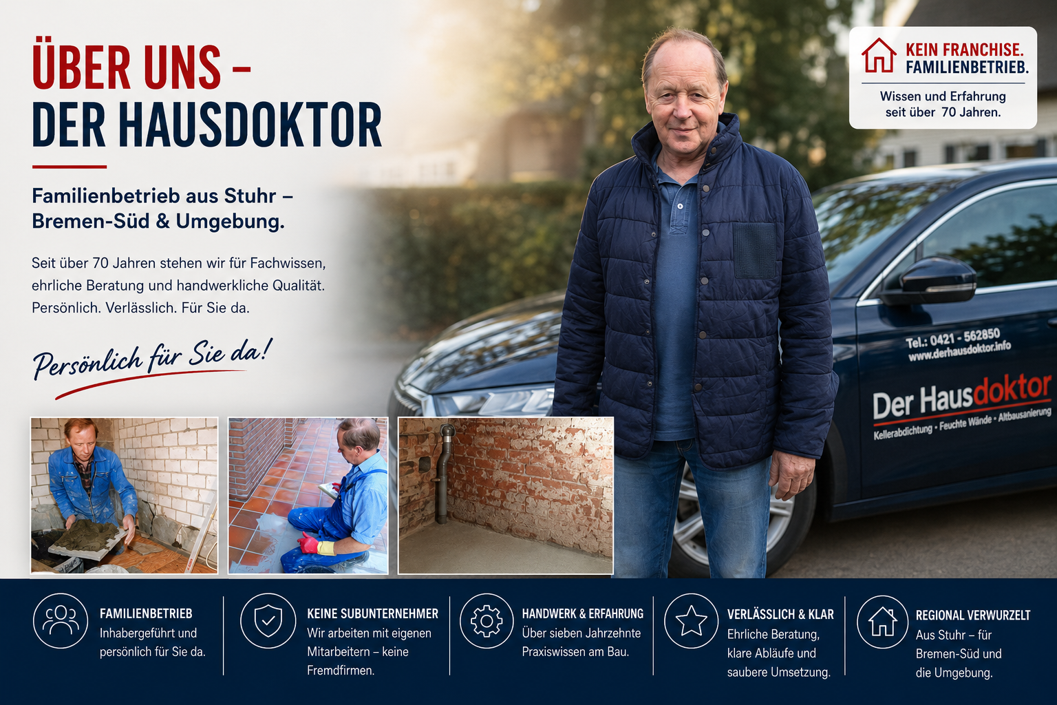 Der Hausdoktor Stuhr Bremen Familienbetrieb mit handwerklicher Erfahrung, persönliche Beratung, keine Franchise-Strukturen und keine Subunternehmer