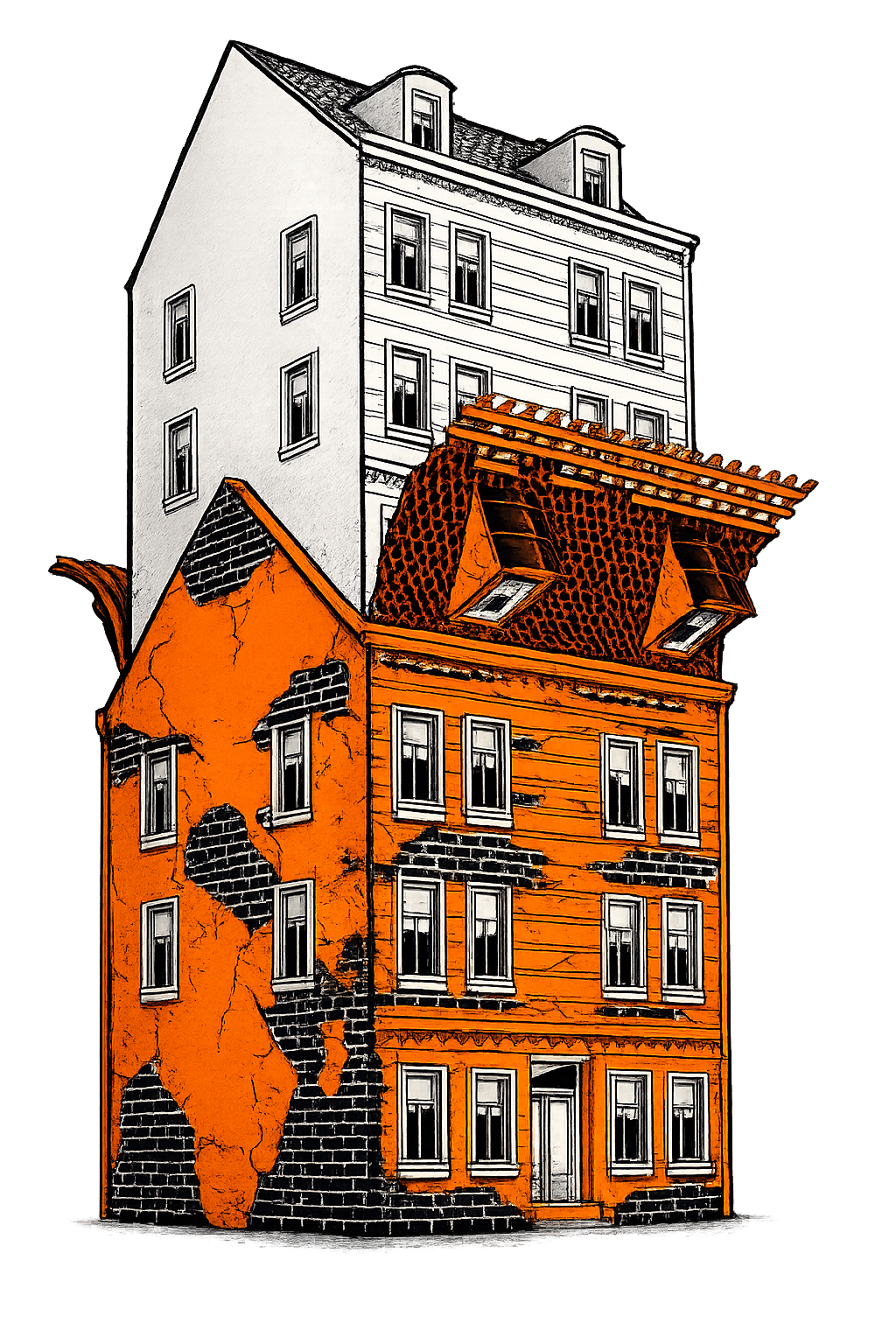 Logo von Der Hausdoktor aus Stuhr bei Bremen mit stilisiertem Gebäude als Symbol für Abdichtung, Sanierung und handwerkliche Erfahrung.